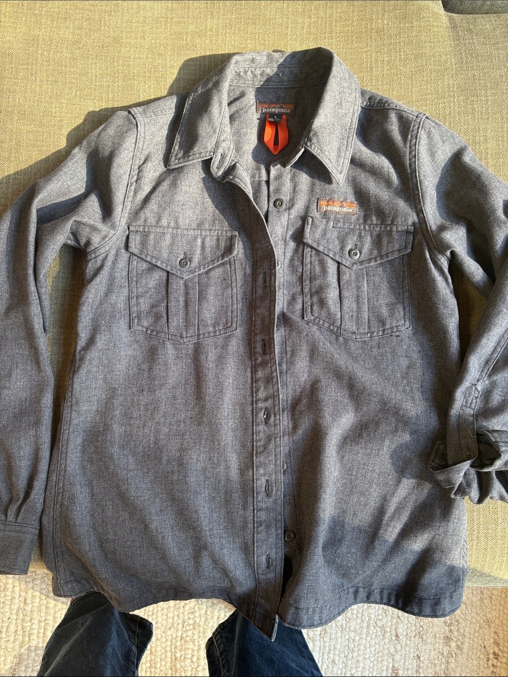 Patagonia Womenโs Grey Button-Down Work Wear Button Down Shirt
